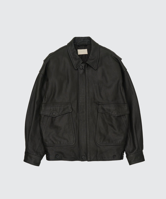 Leather Flight Jacket  BLACK