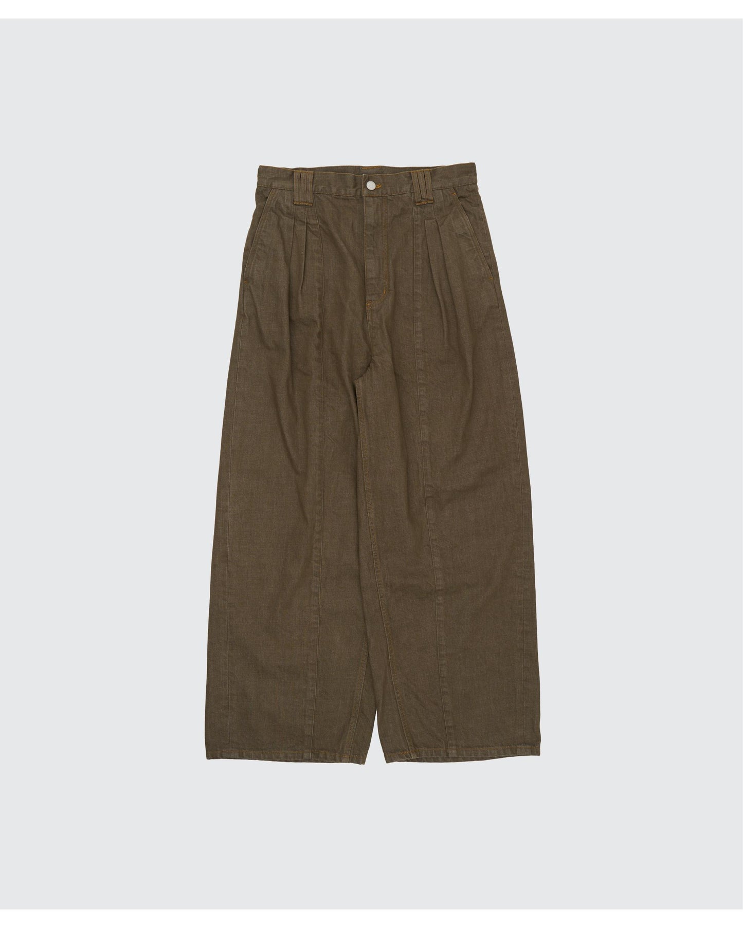 DENIM 3PLEATED WIDE-LEG TROUSERS KHAKI