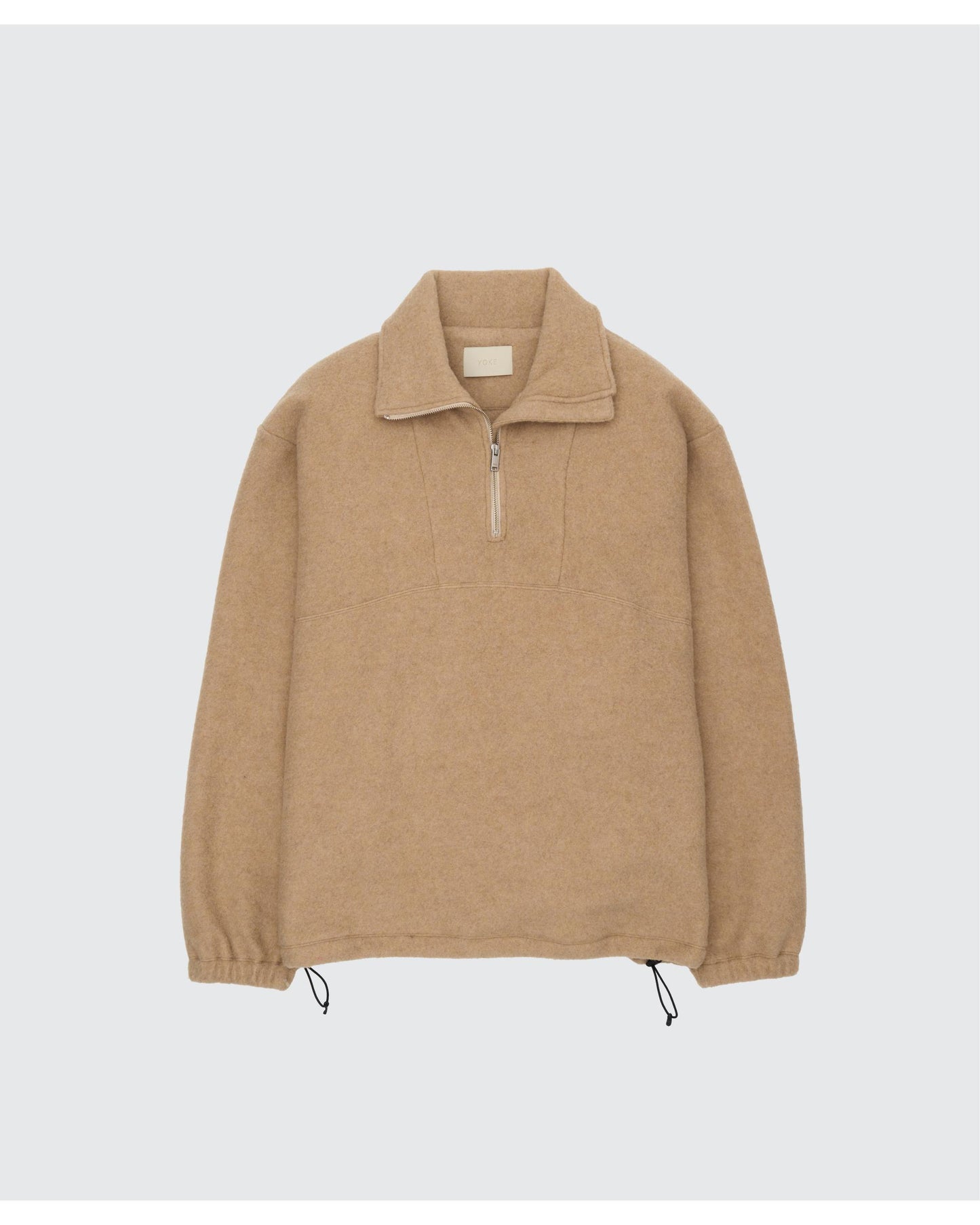 Wool Fleece Half Zip Pullover  BEIGE