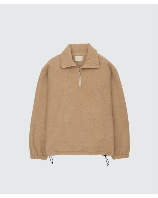 Wool Fleece Half Zip Pullover  BEIGE