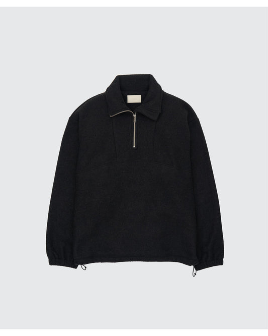 Wool Fleece Half Zip Pullover BLACK