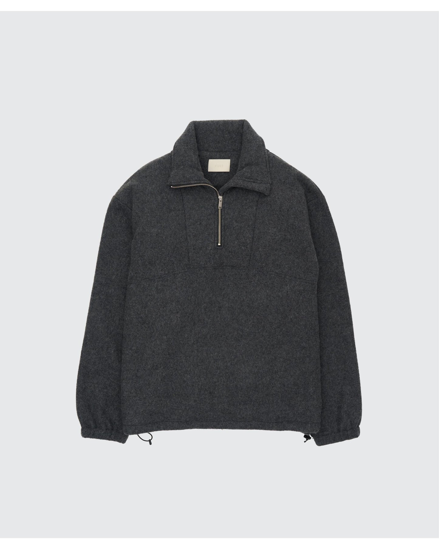 Wool Fleece Half Zip Pullover  CHARCOAL