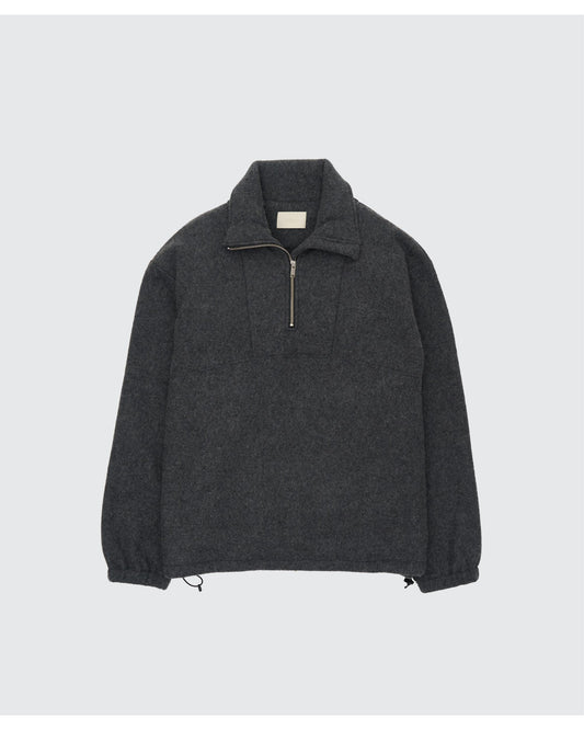 Wool Fleece Half Zip Pullover  CHARCOAL