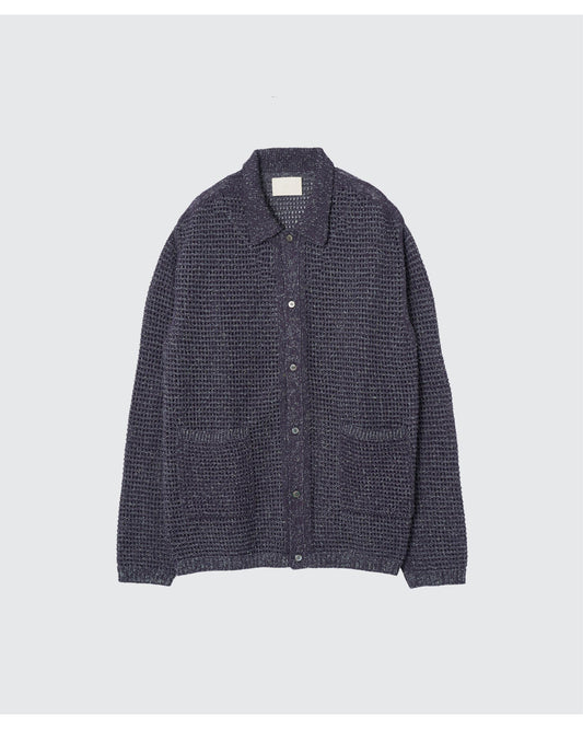 MESH KNITTED SHIRT CARDIGAN  PURPLE