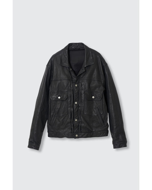 Leather Trucker Jacket Black