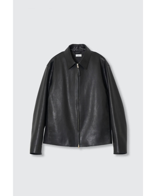 Calf Nappa Leather Minimal Blouson Black