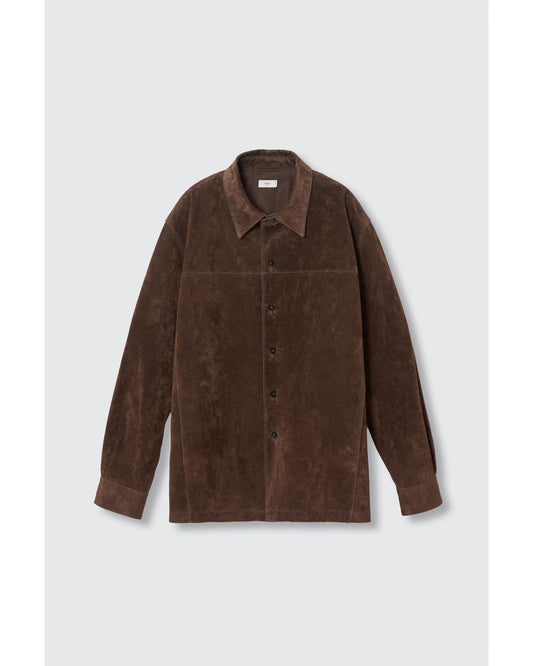 Pig Suede Shirt Jacket Brown