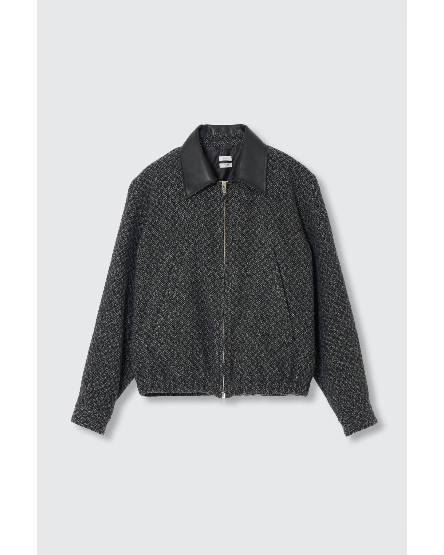 Herringbone Tweed Zip Blouson Black