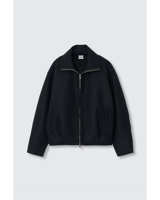 Wool Cashmere Balloon Silhouette Blouson Black