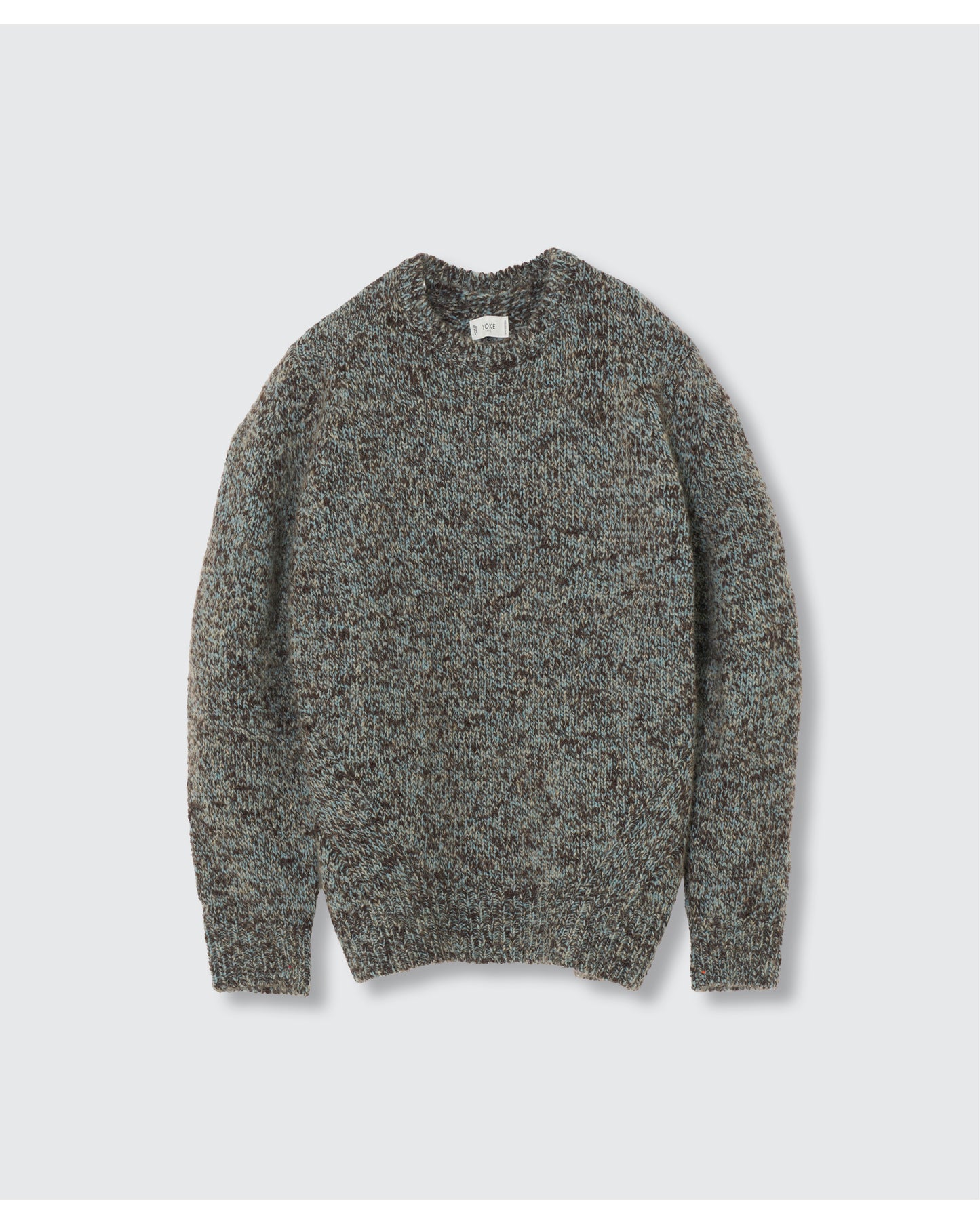 Triple Marl Crewneck Sweater Mist Green×Brown