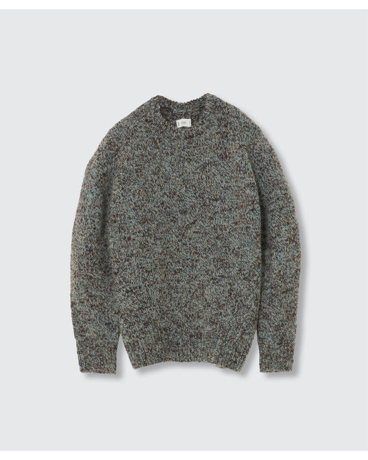Triple Marl Crewneck Sweater Mist Green×Brown