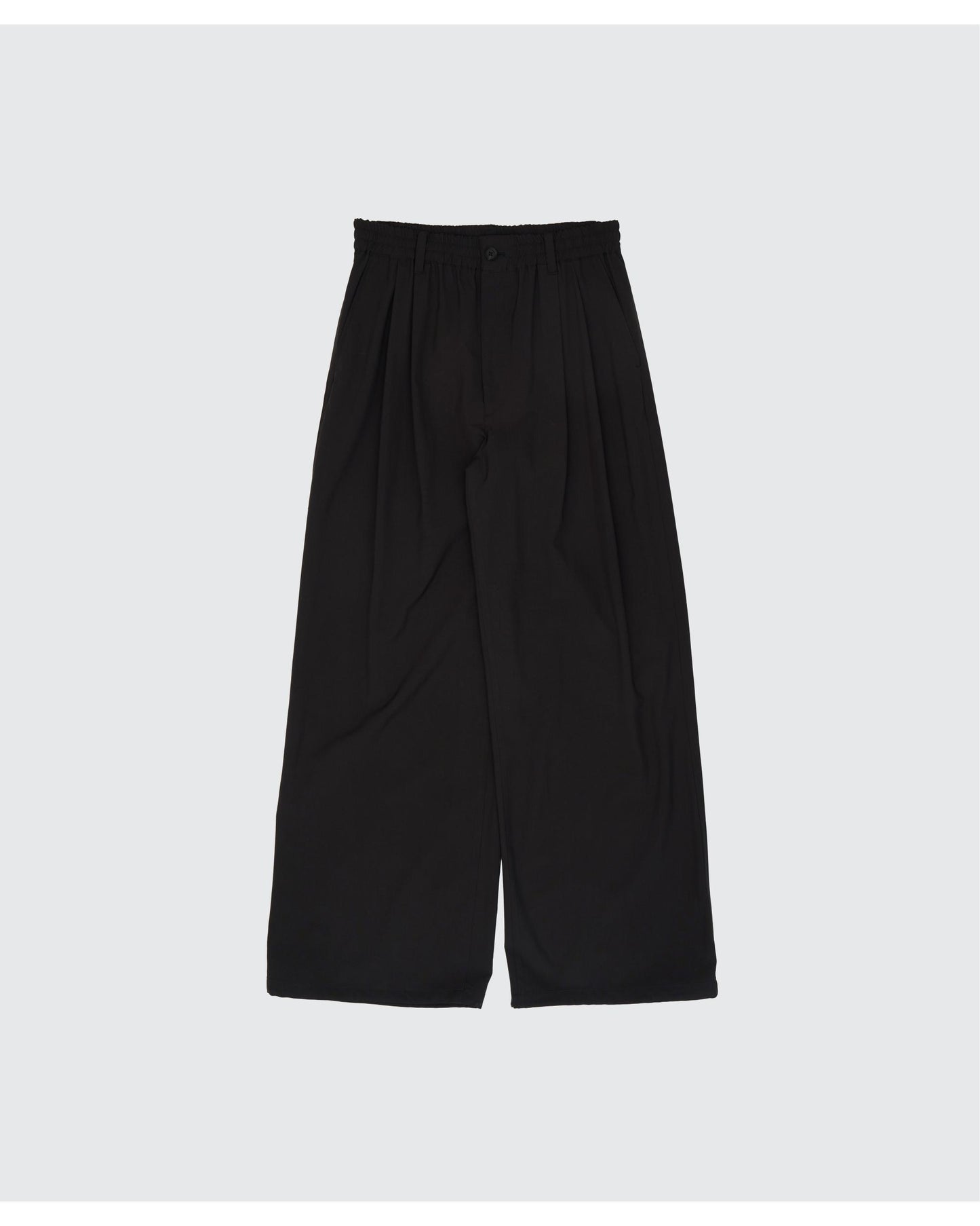 Wool Washer Tropical 2pleated Easy Trousers  CARBON