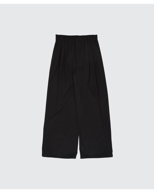Wool Washer Tropical 2pleated Easy Trousers  CARBON