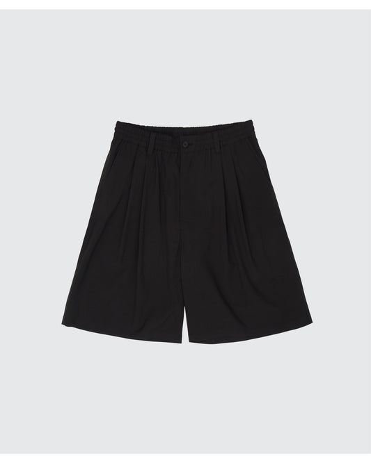 Wool Washer Tropical 2pleated Easy Shorts CARBON