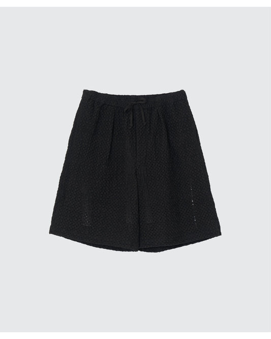 EMBROIDERY EASY SHORTS  BLACK