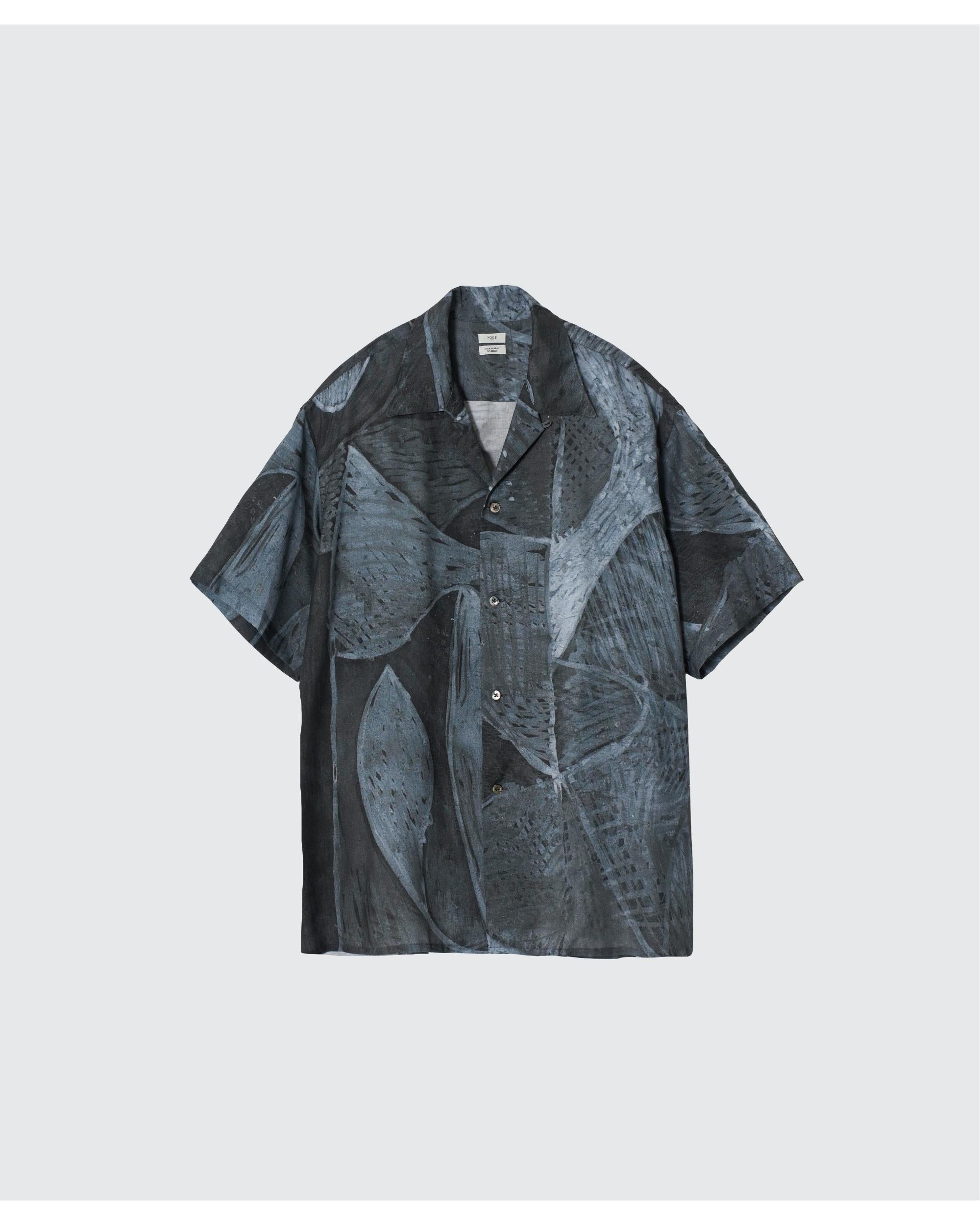 Printed Tencell Open Collar Shirt BLACK – TIME AFTER TIME