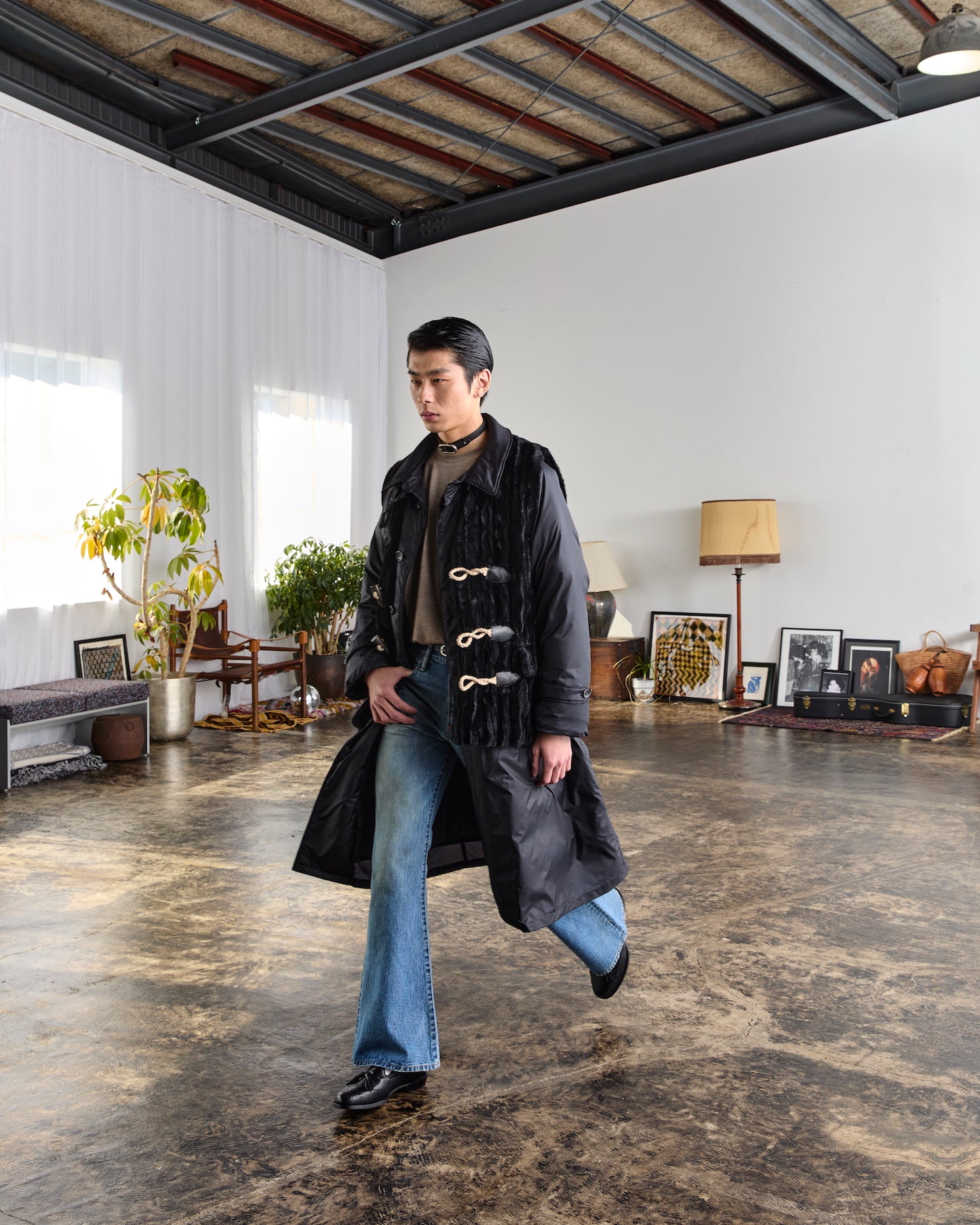 FADED MODERN DENIM PANTS FLARED CUT