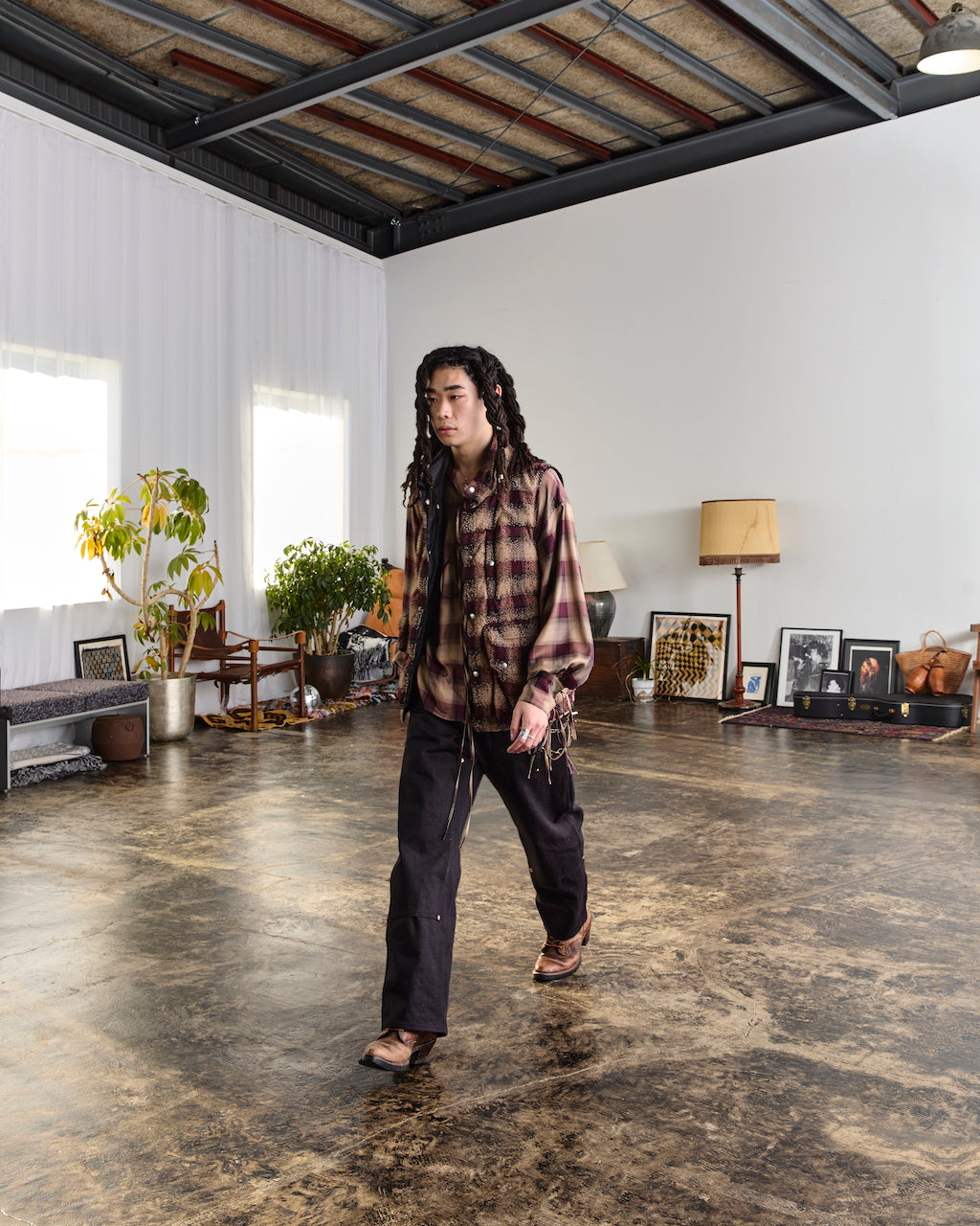 TWISTED HEATHER DENIM PANTS DOUBLE KNEE