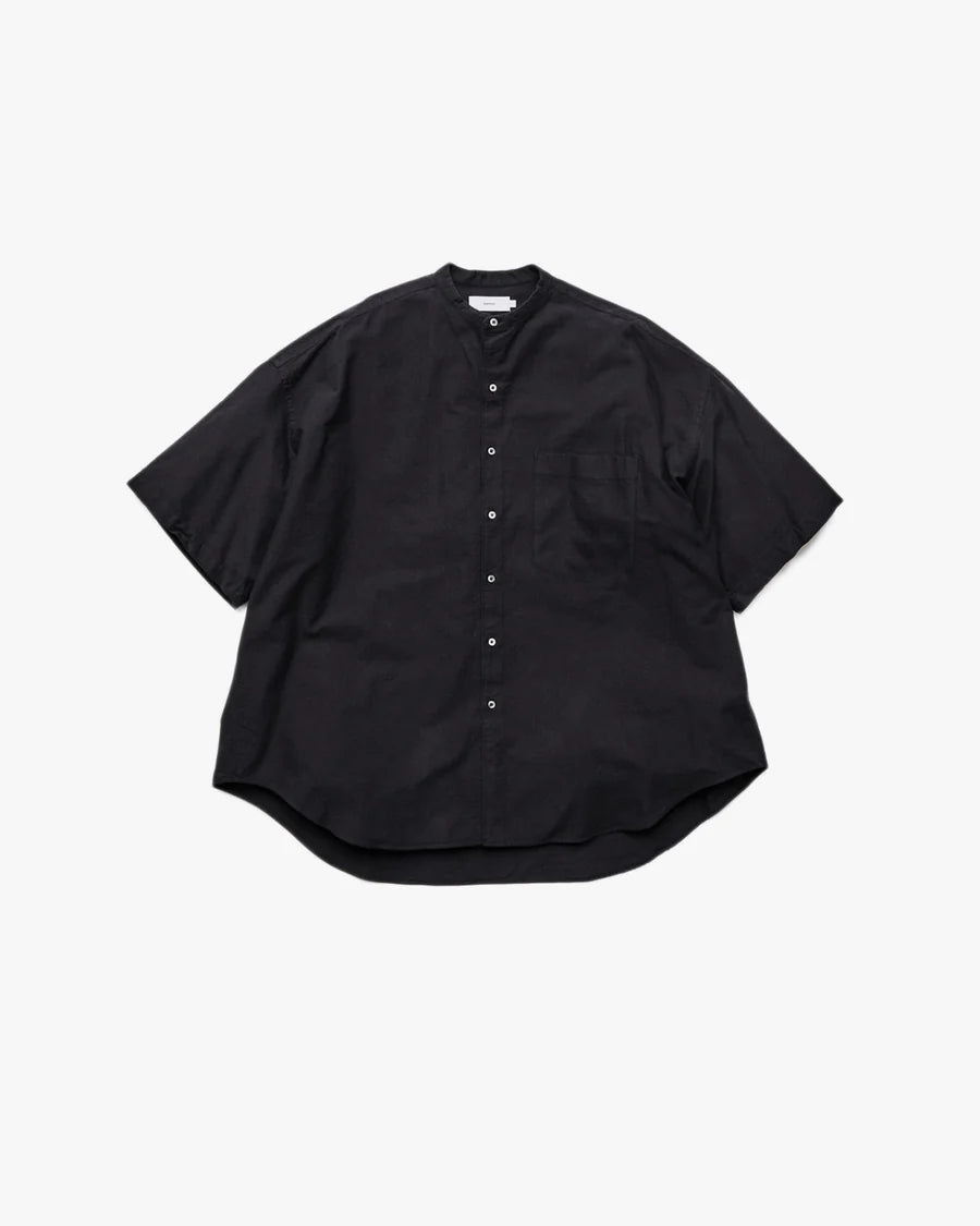 Oxford S/S Oversized Band Collar Shirt BLACK