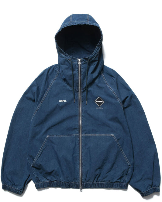 WASHED CRISP DENIM HOODED BLOUSON