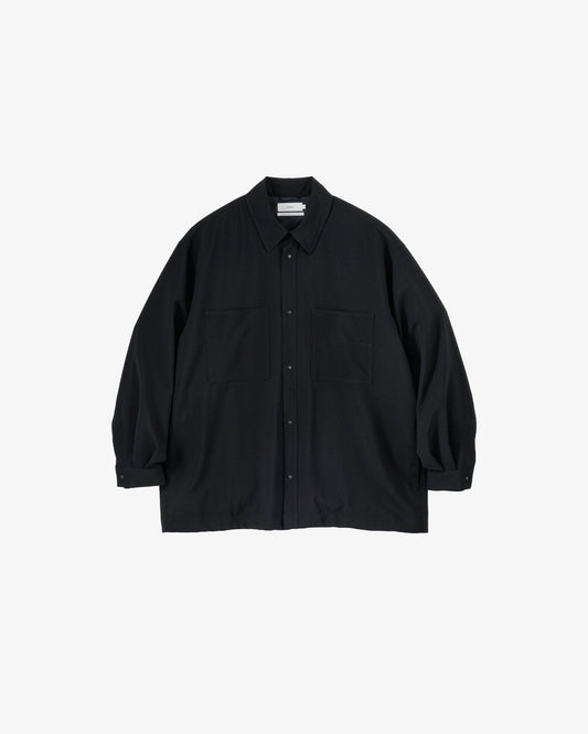 Tropical Wool Shirt Jacket BLACK