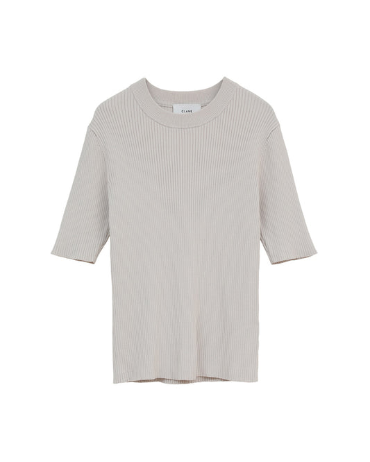 H/N HALF SLEEVE RIB KNIT TOPS