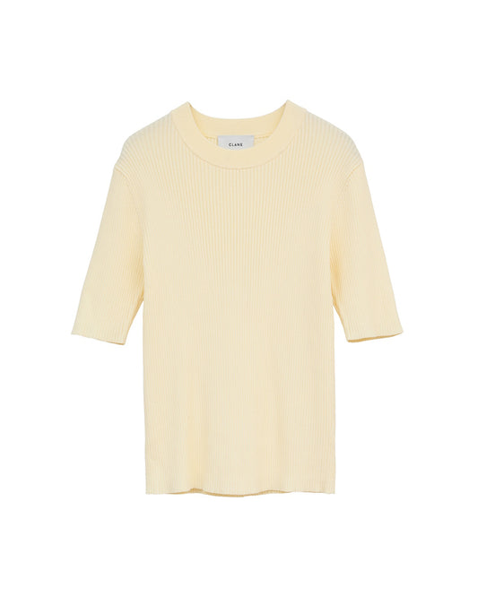 H/N HALF SLEEVE RIB KNIT TOPS