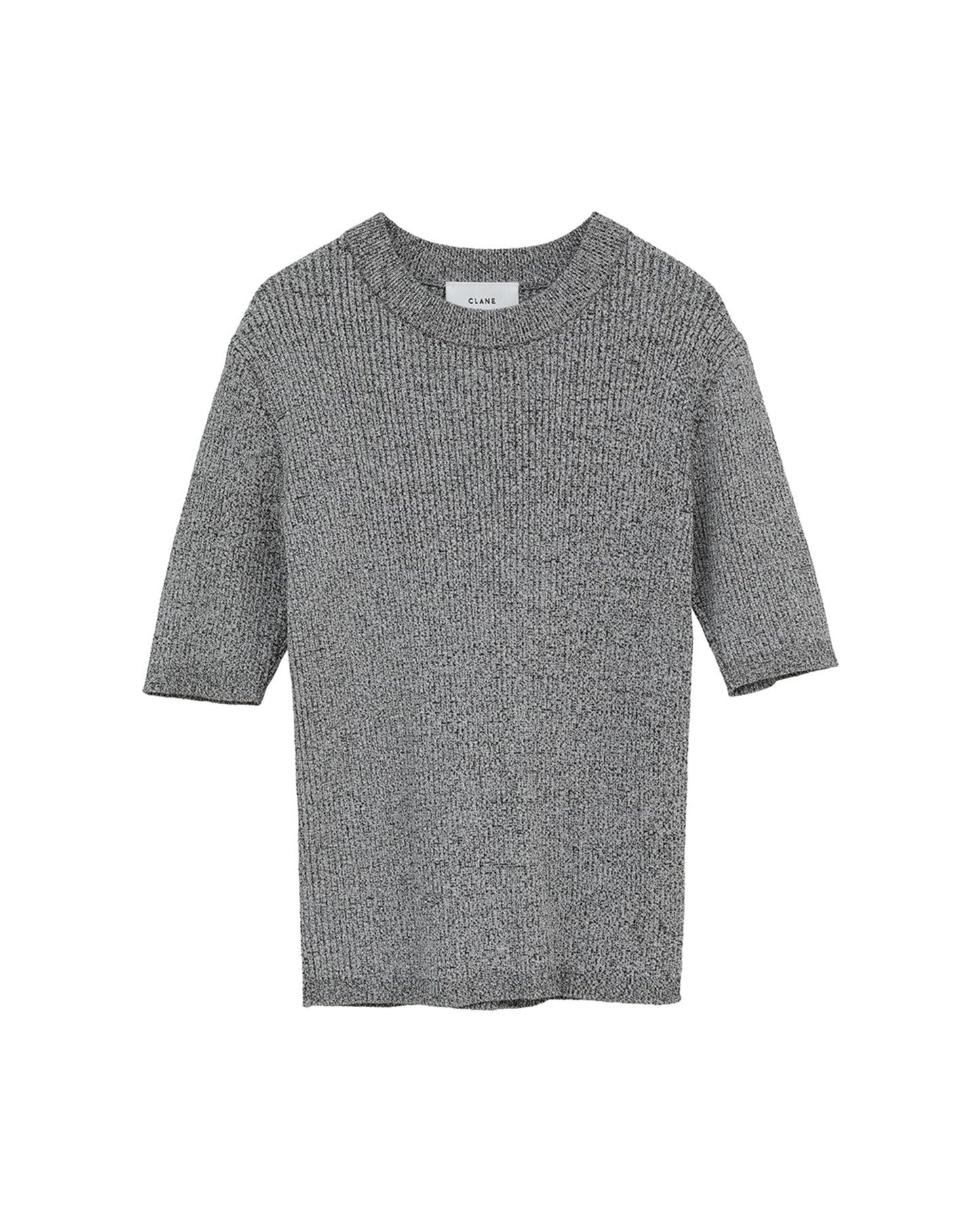 H/N HALF SLEEVE RIB KNIT TOPS