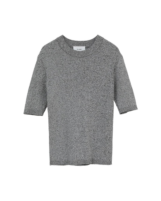 H/N HALF SLEEVE RIB KNIT TOPS