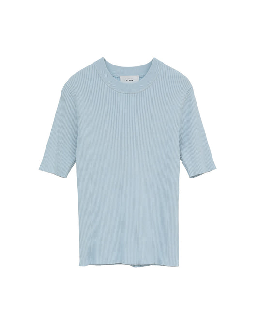 H/N HALF SLEEVE RIB KNIT TOPS