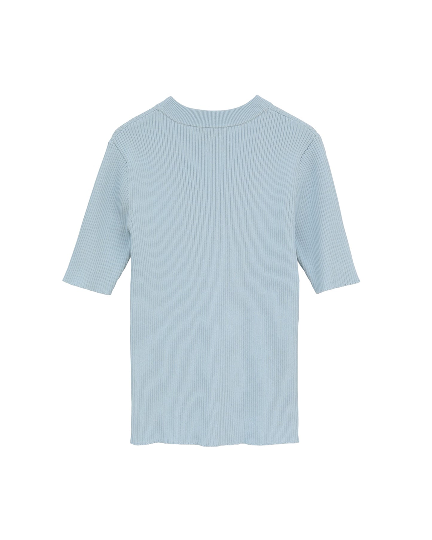 H/N HALF SLEEVE RIB KNIT TOPS