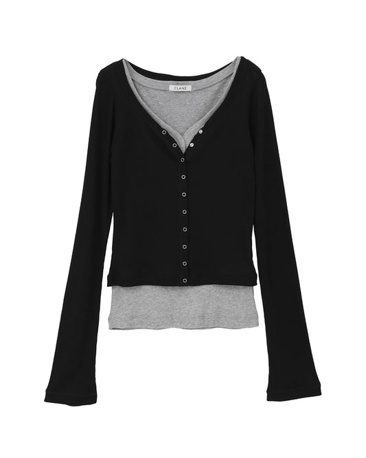 CURVED NECK LAYERED SET TOPS