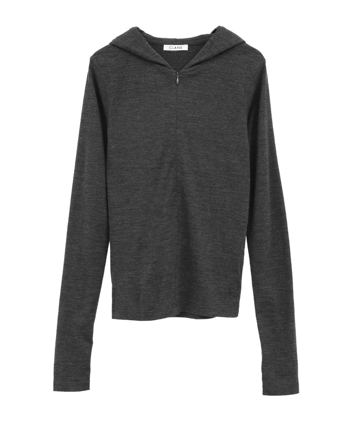 HALF ZIP WOOL HOODED TOPS
