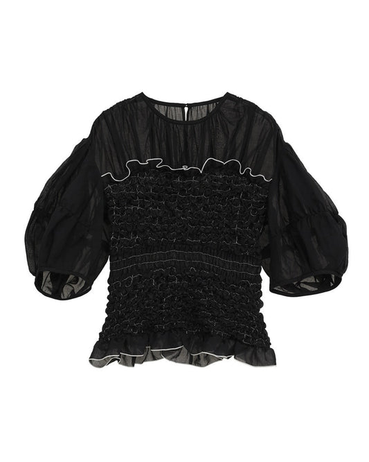 COLOR STITCHED SHIRRING TOPS