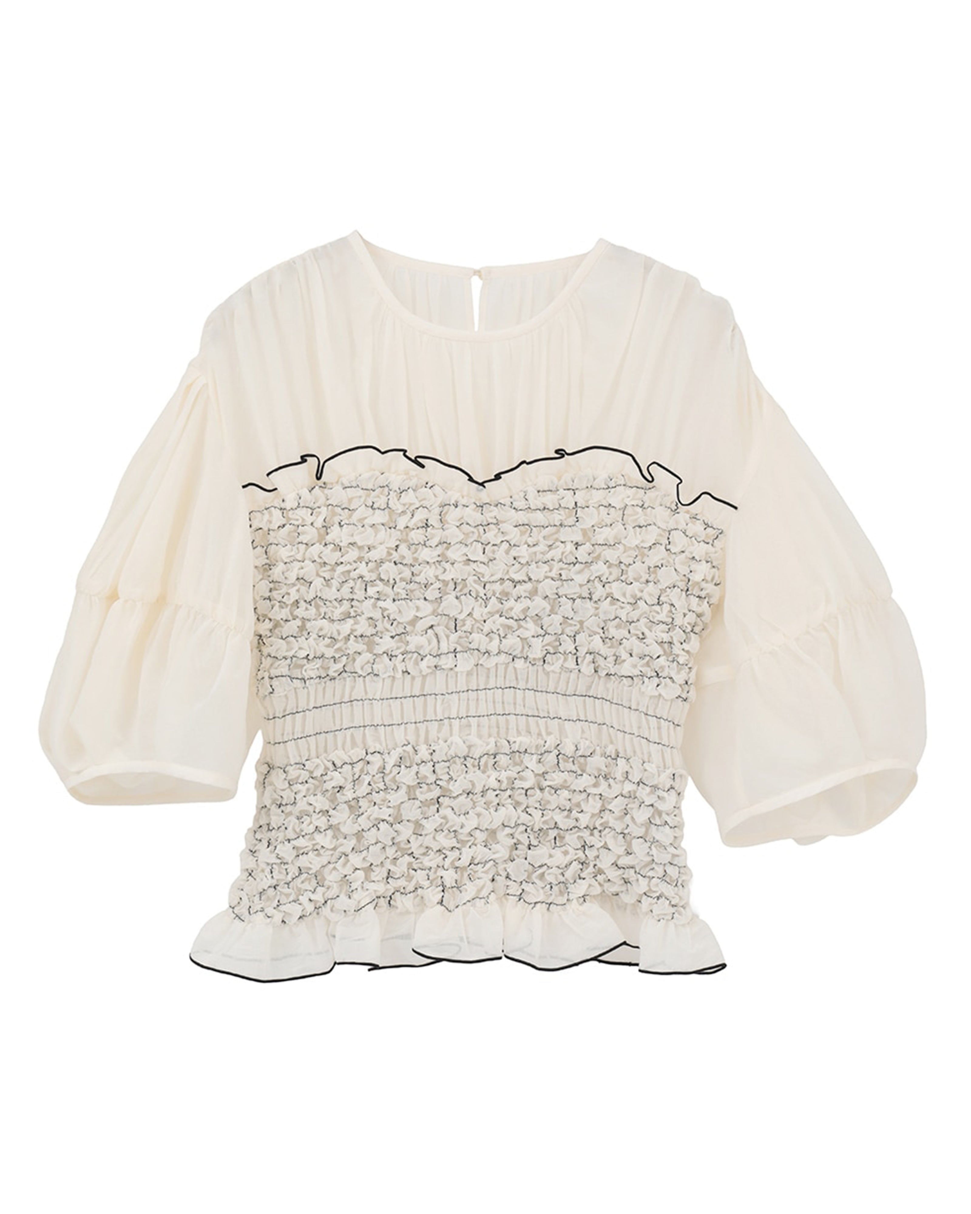 COLOR STITCHED SHIRRING TOPS – TIME AFTER TIME