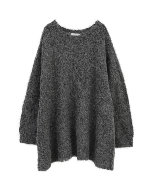 BOAT NECK SHAGGY KNIT ONEPIECE