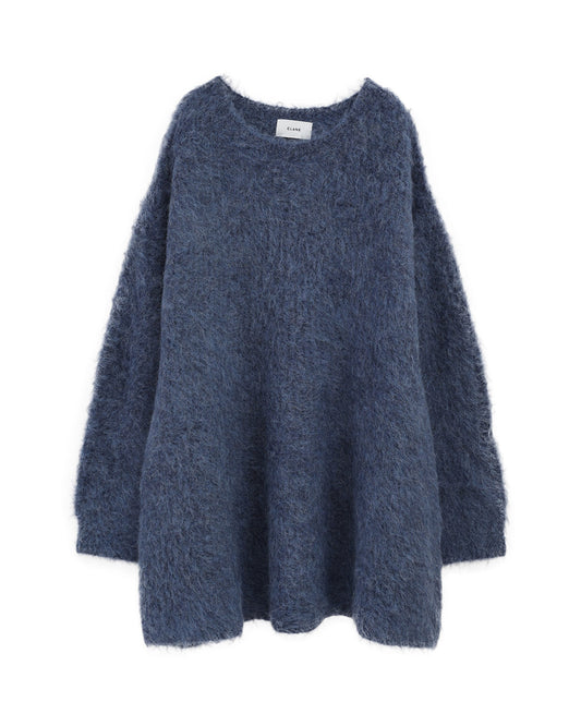 BOAT NECK SHAGGY KNIT ONEPIECE