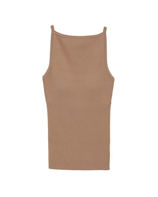 BOAT NECK BACK OPEN KNIT TOPS