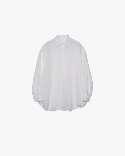 Linen L/S Oversized Band Collar Shirt
