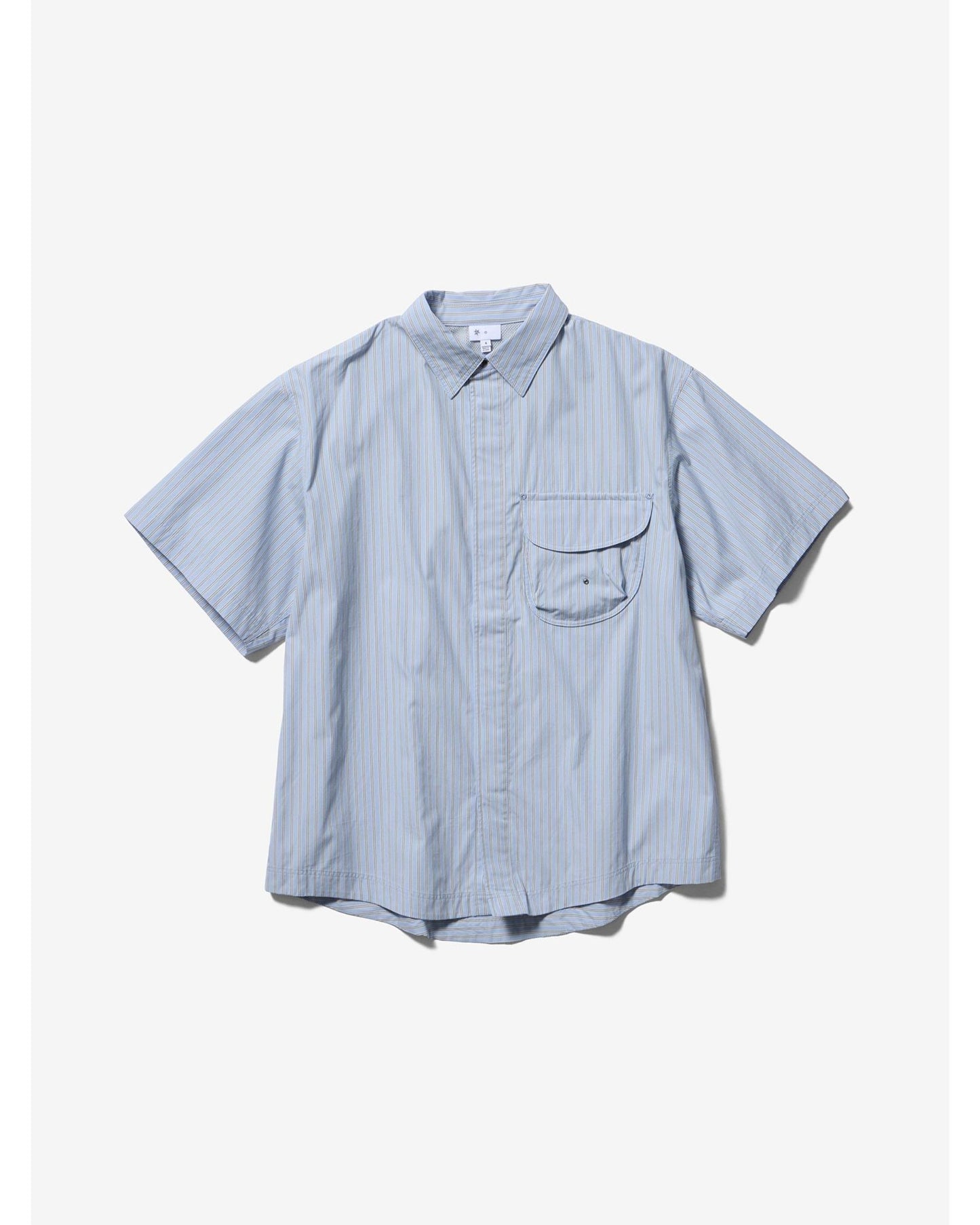S/S Reflective Striped Shirt  CHILL SAXE
