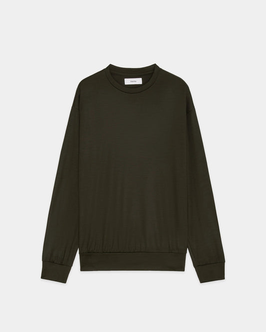 CREW NECK L/S TEE DARK OLIVE