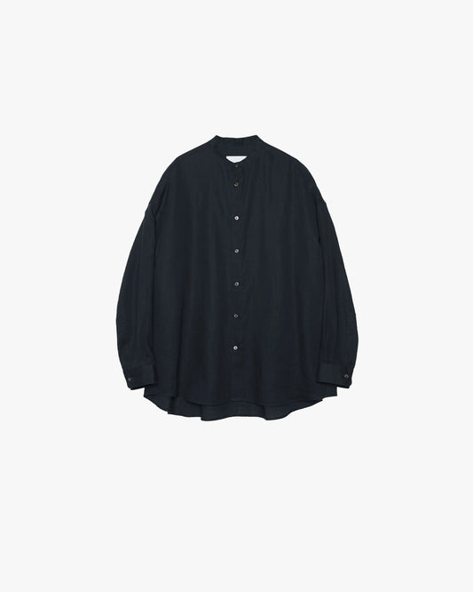 Linen L/S Oversized Band Collar Shirt