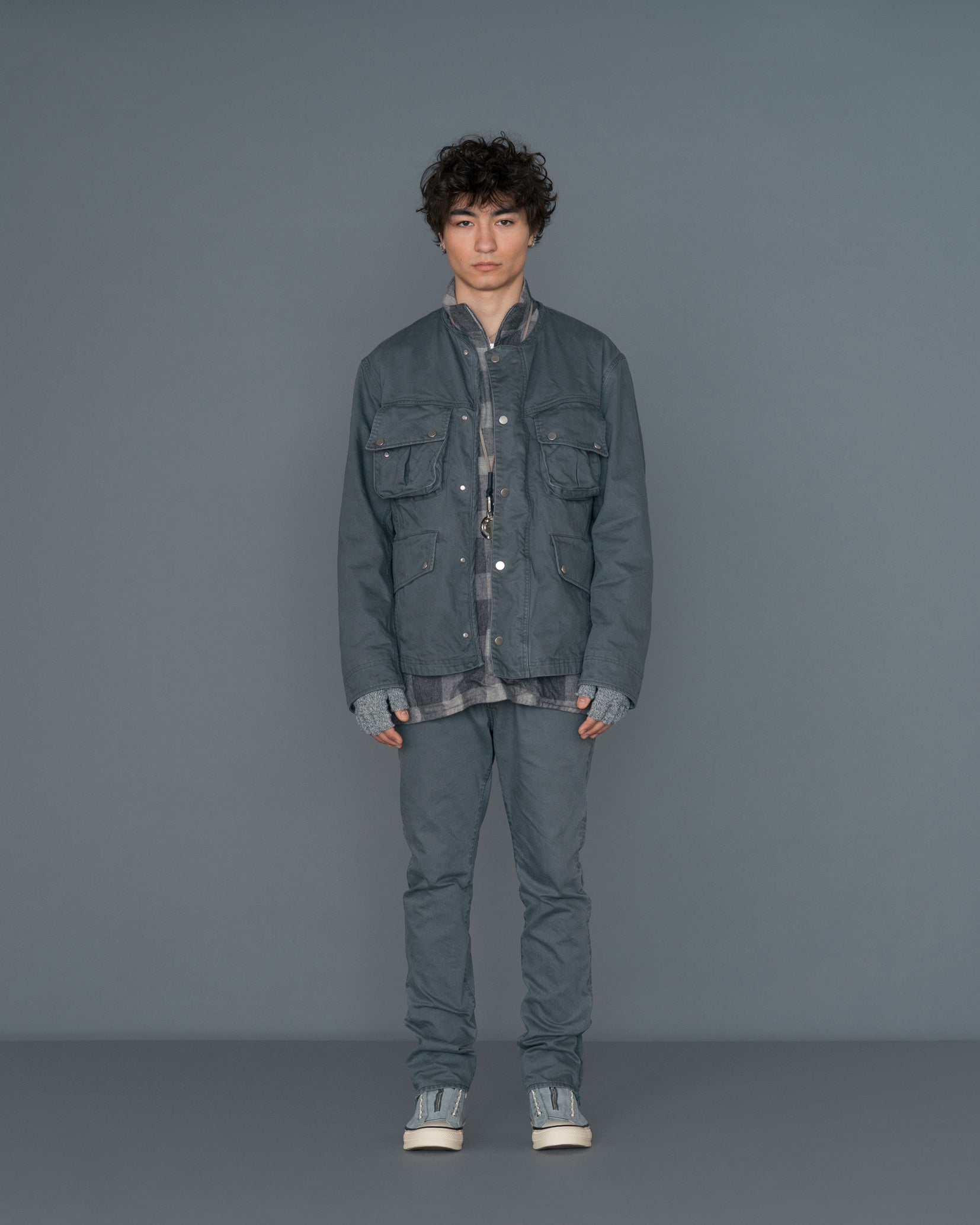RIDER JACKET COTTON DRILL PIGMENT DYE WITH WINDSTOPPER