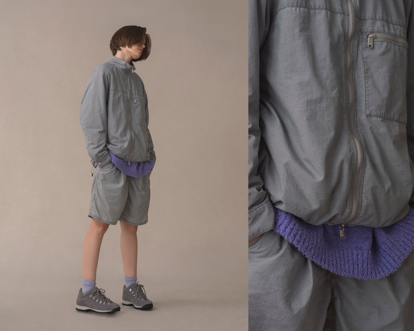 HIKER FULL ZIP JACKET NYLON RIPSTOP PIGMENT DYE WITH WINDSTOPPER®