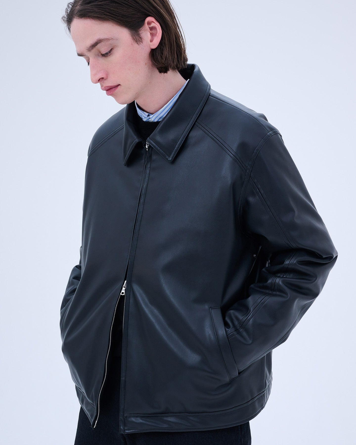 SUSTAINABLE LEATHER SINGLE RIDER'S JACKET