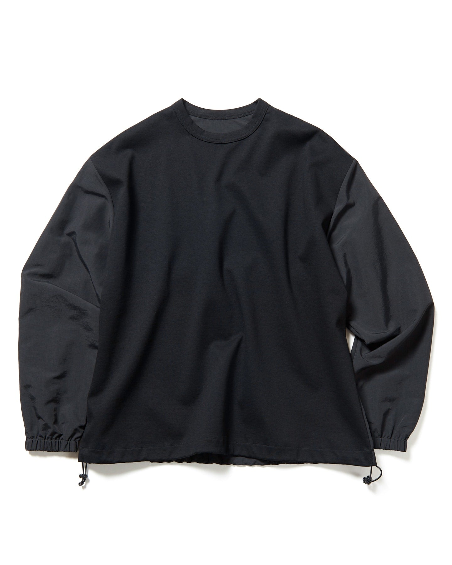 FABRIC MIX L/S CREWNECK TOP