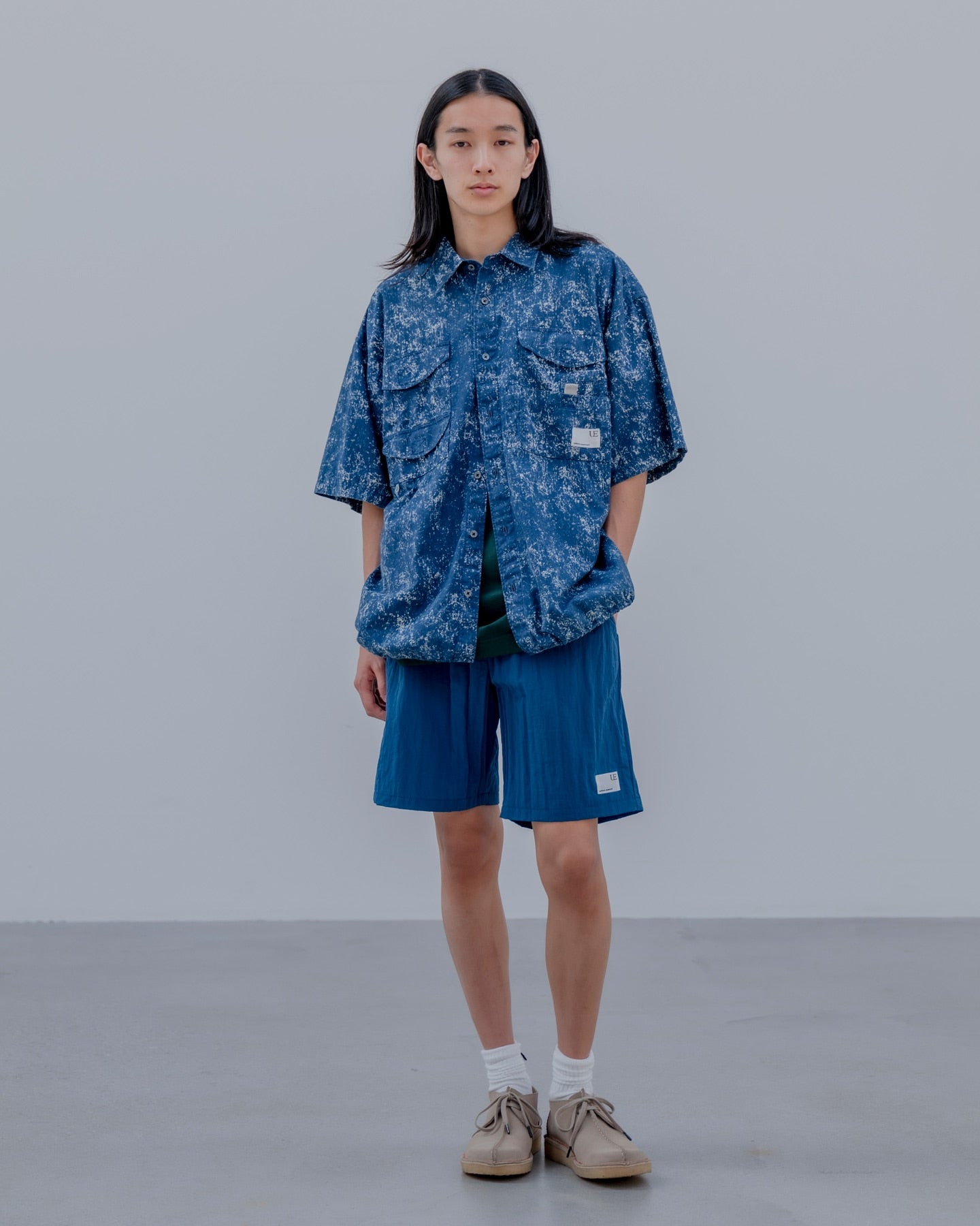 INDIGO PRINT S/S FISHING SHIRT