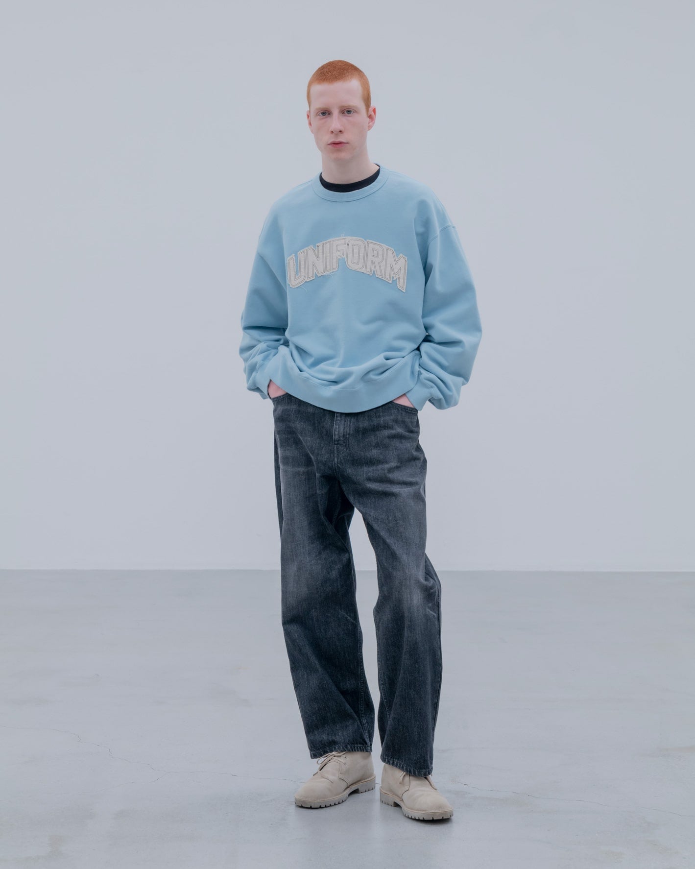 WASHED DENIM BOLD-FIT JEANS