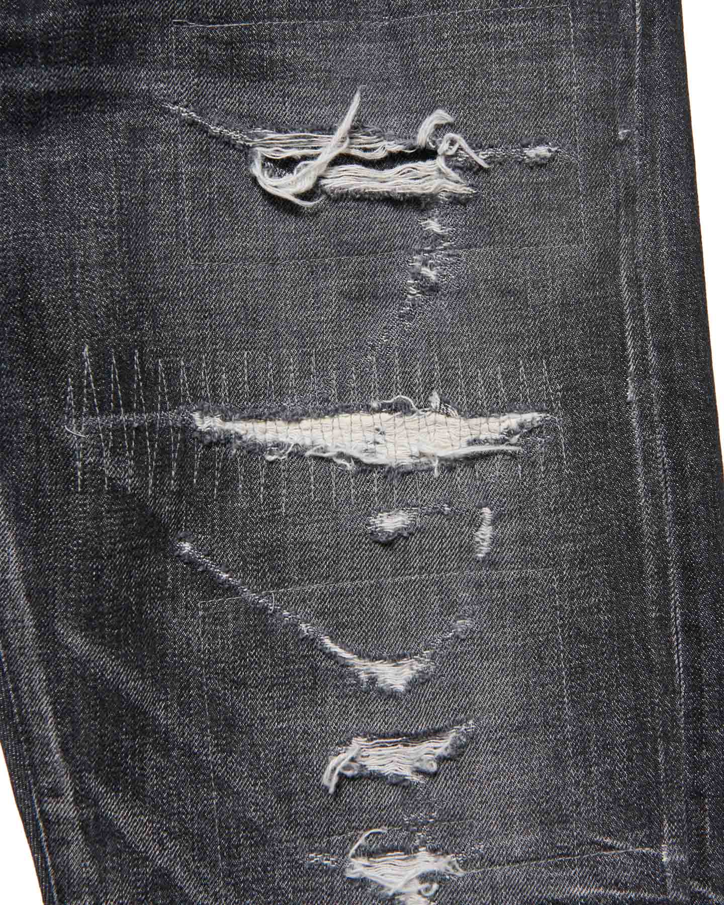 DAMAGED DENIM TAPERED-FIT JEANS