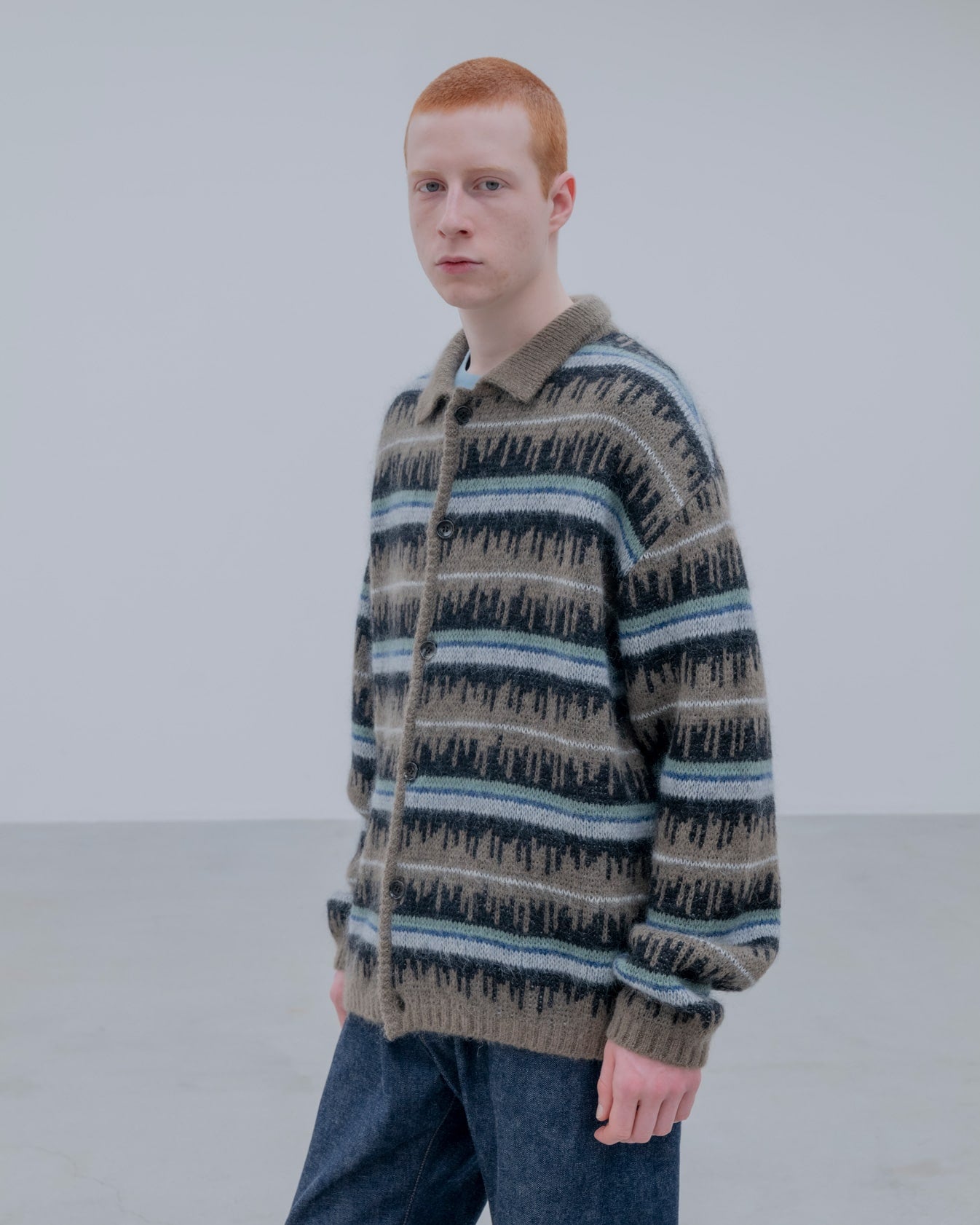 MOHAIR BORDER KNIT BLOUSON